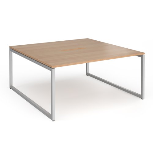 Connex Plus O Frame 1600 x 1600 x 725mm Back to Back Desk (2 x 1600mm) - Silver Frame / Beech Top