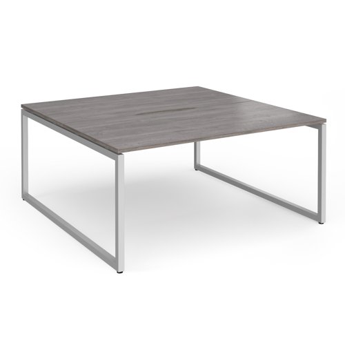 Connex Plus O Frame 1600 x 1600 x 725mm Back to Back Desk (2 x 1600mm) - Silver Frame / Grey Oak Top