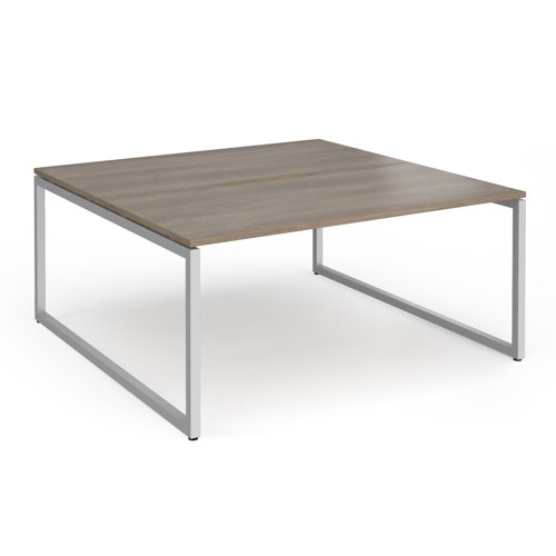 Connex Plus O Frame 1600 x 1600 x 725mm Back to Back Desk (2 x 1600mm) - Silver Frame / Nebraska Oak Top