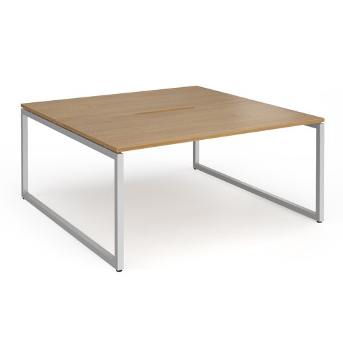 Connex Plus O Frame 1600 x 1600 x 725mm Back to Back Desk (2 x 1600mm) - Silver Frame / Oak Top