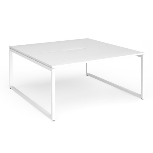 Connex Plus O Frame 1600 x 1600 x 725mm Back to Back Desk (2 x 1600mm) - White Frame / White Top
