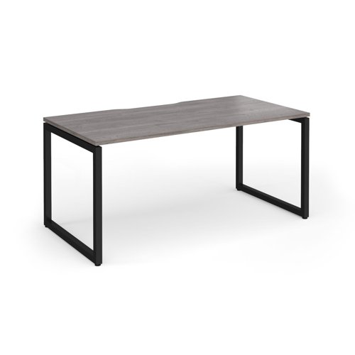 Connex Plus O Frame 1600 x 800 x 725mm Single Desk - Black Frame / Grey Oak Top