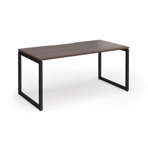 Connex Plus O Frame 1600 x 800 x 725mm Single Desk - Black Frame / Walnut Top