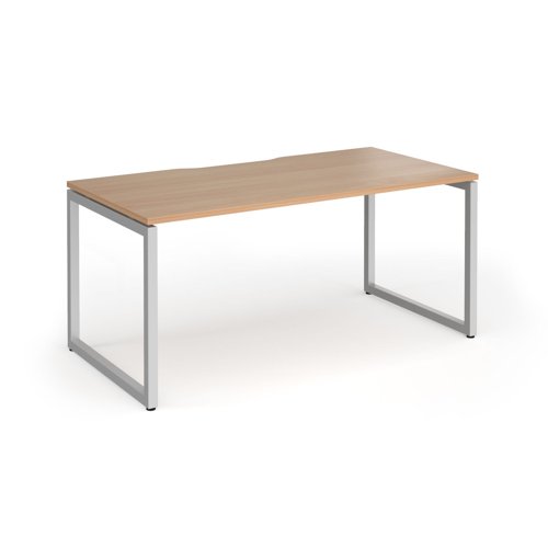 Connex Plus O Frame 1600 x 800 x 725mm Single Desk - Silver Frame / Beech Top