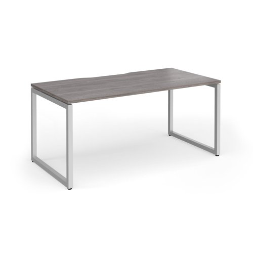Connex Plus O Frame 1600 x 800 x 725mm Single Desk - Silver Frame / Grey Oak Top