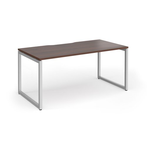 Connex Plus O Frame 1600 x 800 x 725mm Single Desk - Silver Frame / Walnut Top