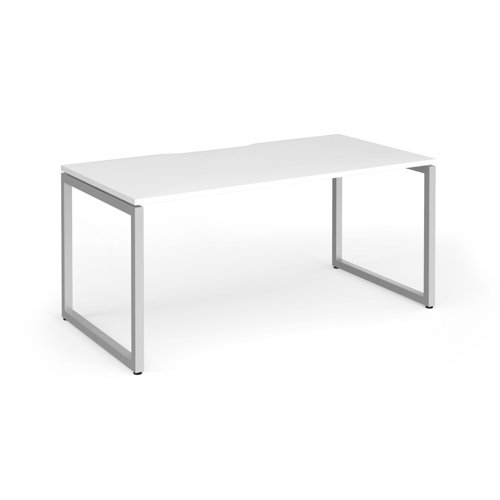 Connex Plus O Frame 1600 x 800 x 725mm Single Desk - Silver Frame / White Top