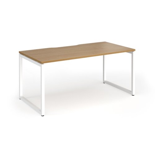 Connex Plus O Frame 1600 x 800 x 725mm Single Desk - White Frame / Oak Top