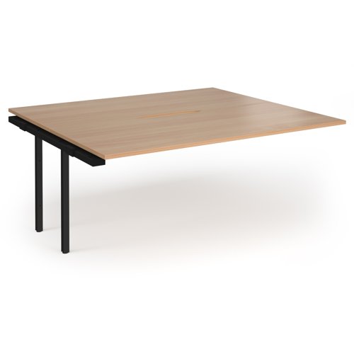 Connex Plus O Frame 1800 x 1600 x 725mm Back to Back Add On Bay - Black Frame / Beech Top