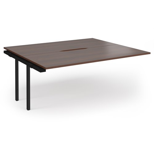 Connex Plus O Frame 1800 x 1600 x 725mm Back to Back Add On Bay - Black Frame / Walnut Top