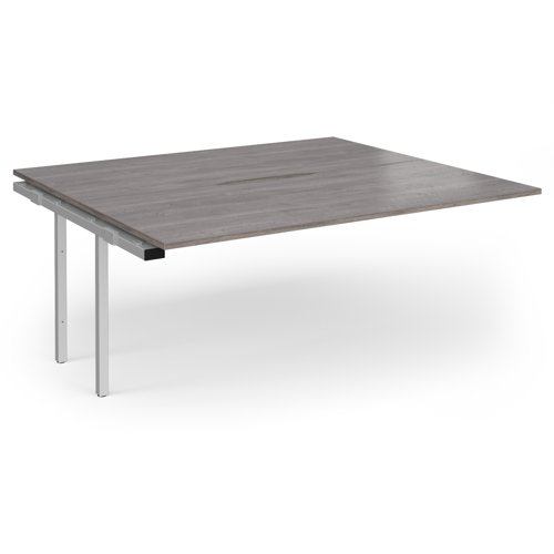 Connex Plus O Frame 1800 x 1600 x 725mm Back to Back Add On Bay - Silver Frame / Grey Oak Top