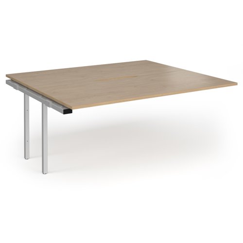 Connex Plus O Frame 1800 x 1600 x 725mm Back to Back Add On Bay - Silver Frame / Kendal Oak Top