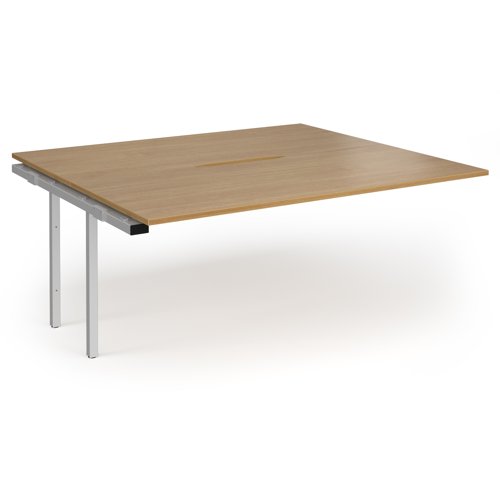 Connex Plus O Frame 1800 x 1600 x 725mm Back to Back Add On Bay - Silver Frame / Oak Top