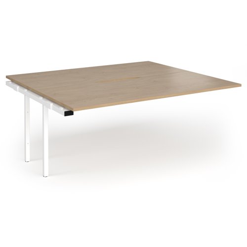 Connex Plus O Frame 1800 x 1600 x 725mm Back to Back Add On Bay - White Frame / Kendal Oak Top