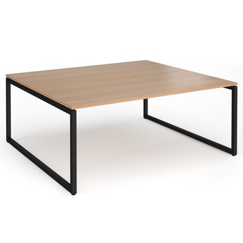 Connex Plus O Frame 1800 x 1600 x 725mm Back to Back Desk (2 x 1800mm) - Black Frame / Beech Top