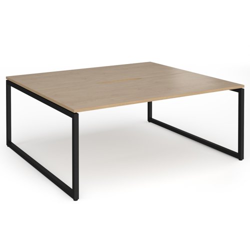 Connex Plus O Frame 1800 x 1600 x 725mm Back to Back Desk (2 x 1800mm) - Black Frame / Kendal Oak Top