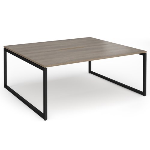 Connex Plus O Frame 1800 x 1600 x 725mm Back to Back Desk (2 x 1800mm) - Black Frame / Nebraska Oak Top