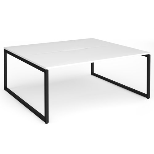 Connex Plus O Frame 1800 x 1600 x 725mm Back to Back Desk (2 x 1800mm) - Black Frame / White Top