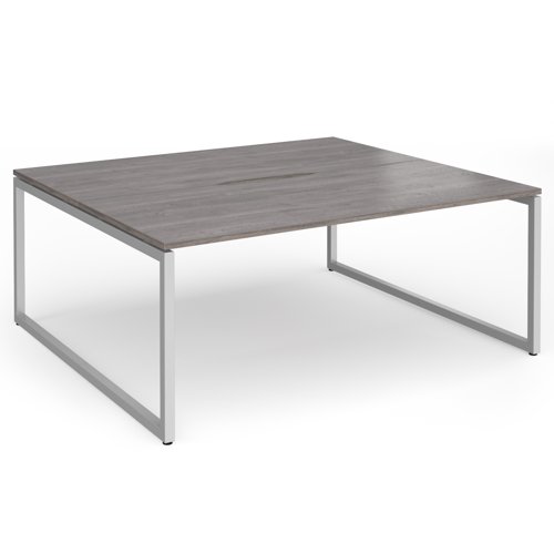 Connex Plus O Frame 1800 x 1600 x 725mm Back to Back Desk (2 x 1800mm) - Silver Frame / Grey Oak Top