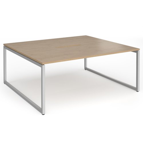 Connex Plus O Frame 1800 x 1600 x 725mm Back to Back Desk (2 x 1800mm) - Silver Frame / Kendal Oak Top