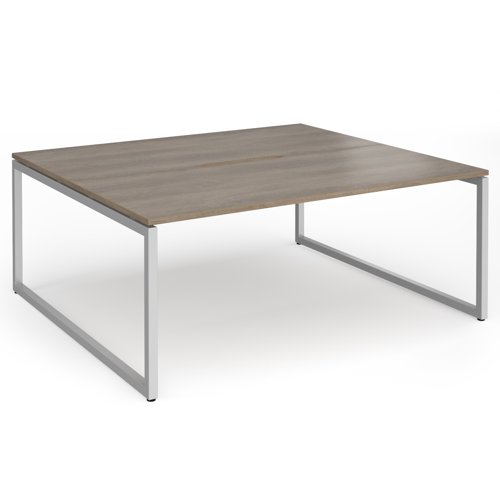 Connex Plus O Frame 1800 x 1600 x 725mm Back to Back Desk (2 x 1800mm) - Silver Frame / Nebraska Oak Top