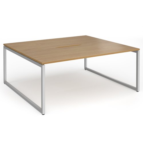 Connex Plus O Frame 1800 x 1600 x 725mm Back to Back Desk (2 x 1800mm) - Silver Frame / Oak Top