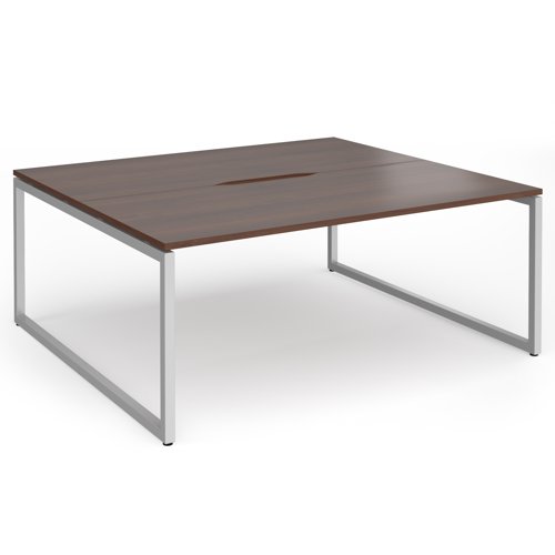 Connex Plus O Frame 1800 x 1600 x 725mm Back to Back Desk (2 x 1800mm) - Silver Frame / Walnut Top