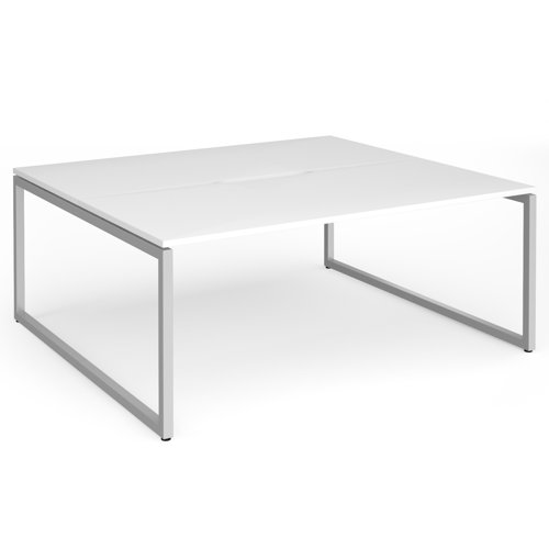 Connex Plus O Frame 1800 x 1600 x 725mm Back to Back Desk (2 x 1800mm) - Silver Frame / White Top