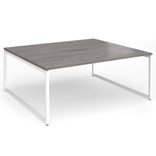 Connex Plus O Frame 1800 x 1600 x 725mm Back to Back Desk (2 x 1800mm) - White Frame / Grey Oak Top