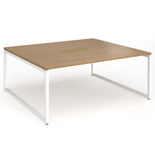 Connex Plus O Frame 1800 x 1600 x 725mm Back to Back Desk (2 x 1800mm) - White Frame / Oak Top