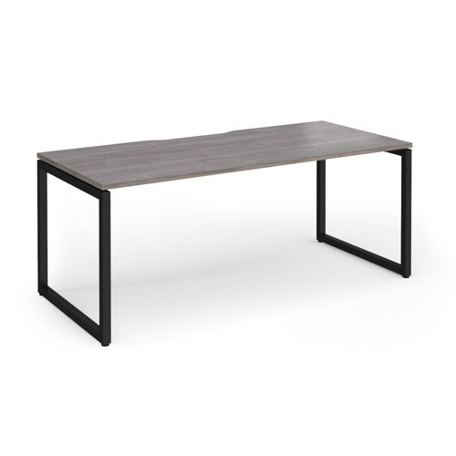 Connex Plus O Frame 1800 x 800 x 725mm Single Desk - Black Frame / Grey Oak Top