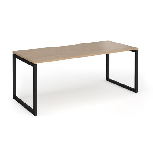 Connex Plus O Frame 1800 x 800 x 725mm Single Desk - Black Frame / Kendal Oak Top