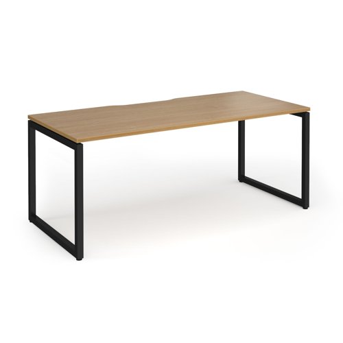 Connex Plus O Frame 1800 x 800 x 725mm Single Desk - Black Frame / Oak Top