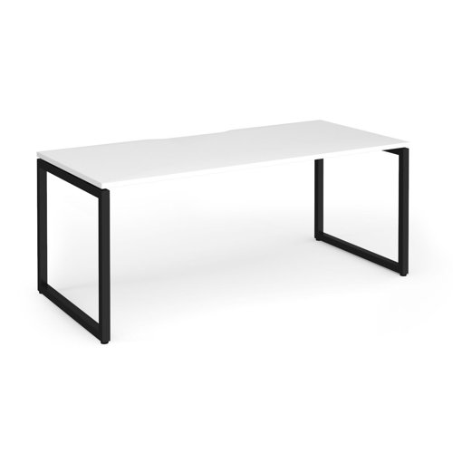 Connex Plus O Frame 1800 x 800 x 725mm Single Desk - Black Frame / White Top