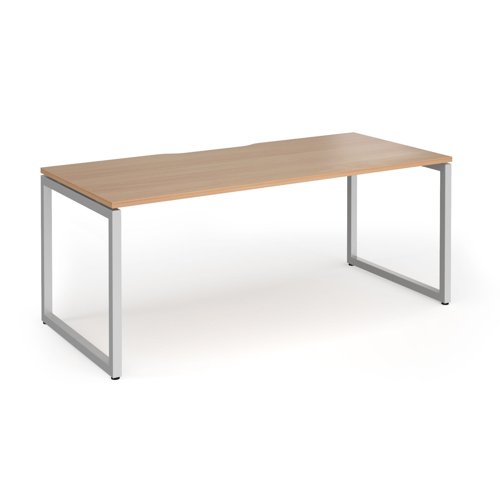 Connex Plus O Frame 1800 x 800 x 725mm Single Desk - Silver Frame / Beech Top