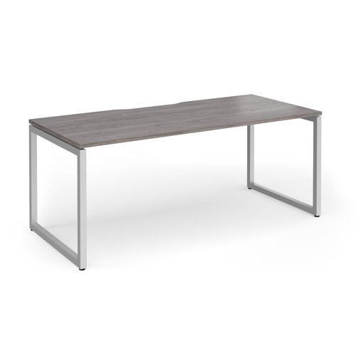 Connex Plus O Frame 1800 x 800 x 725mm Single Desk - Silver Frame / Grey Oak Top
