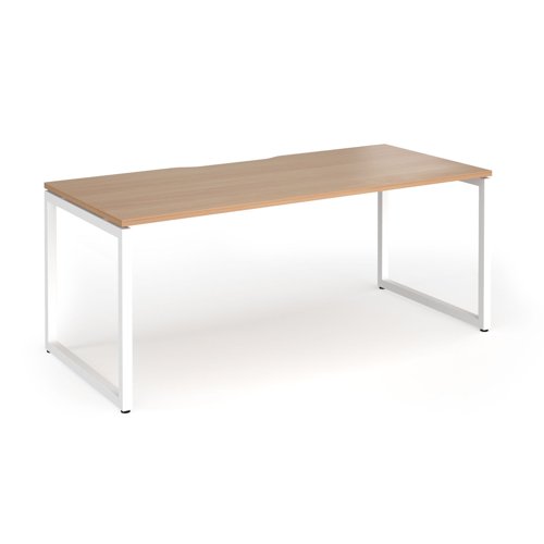 Connex Plus O Frame 1800 x 800 x 725mm Single Desk - White Frame / Beech Top