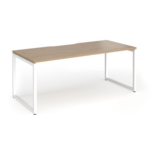 Connex Plus O Frame 1800 x 800 x 725mm Single Desk - White Frame / Kendal Oak Top