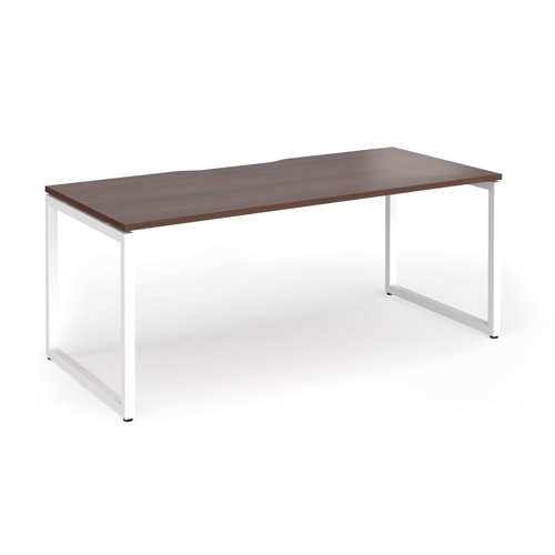 Connex Plus O Frame 1800 x 800 x 725mm Single Desk - White Frame / Walnut Top