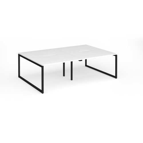 Connex Plus O Frame 2400 x 1600 x 725mm Back to Back Desk (4 x 1200mm) - Black Frame / White Top