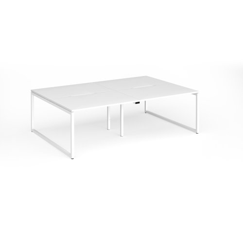 Connex Plus O Frame 2400 x 1600 x 725mm Back to Back Desk (4 x 1200mm) - White Frame / White Top