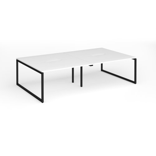 Connex Plus O Frame 2800 x 1600 x 725mm Back to Back Desk (4 x 1400mm) - Black Frame / White Top