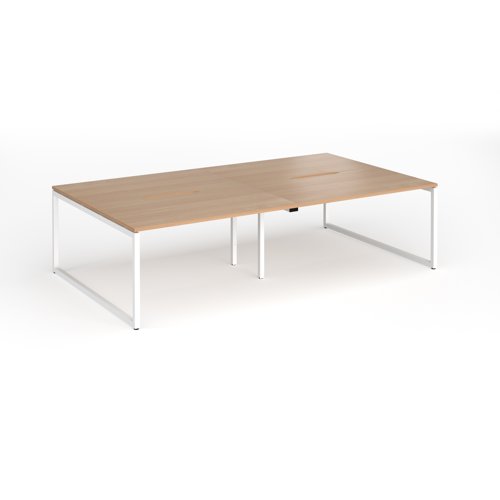 Connex Plus O Frame 2800 x 1600 x 725mm Back to Back Desk (4 x 1400mm) - White Frame / Beech Top