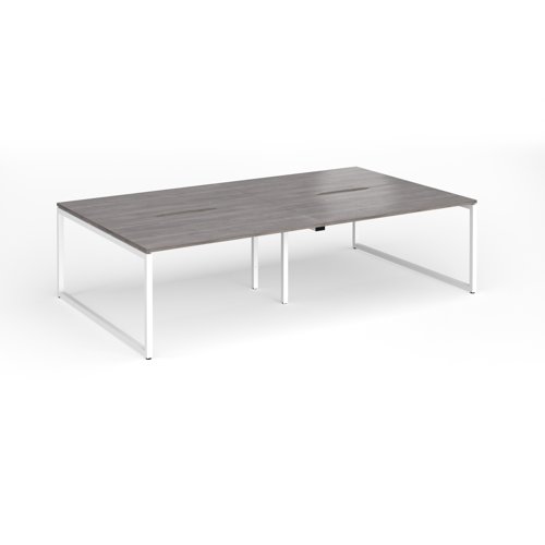 Connex Plus O Frame 2800 x 1600 x 725mm Back to Back Desk (4 x 1400mm) - White Frame / Grey Oak Top