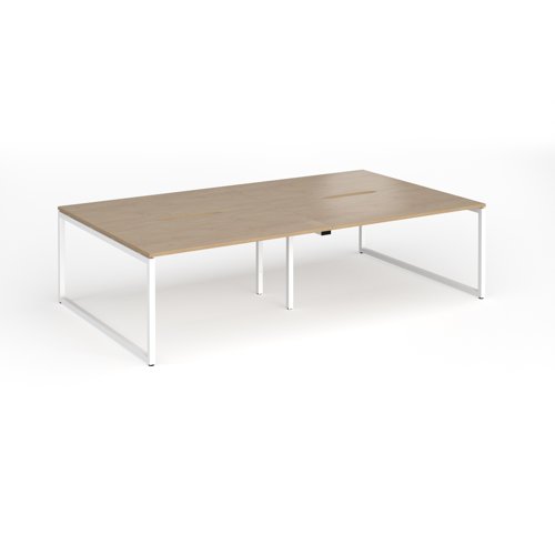 Connex Plus O Frame 2800 x 1600 x 725mm Back to Back Desk (4 x 1400mm) - White Frame / Kendal Oak Top