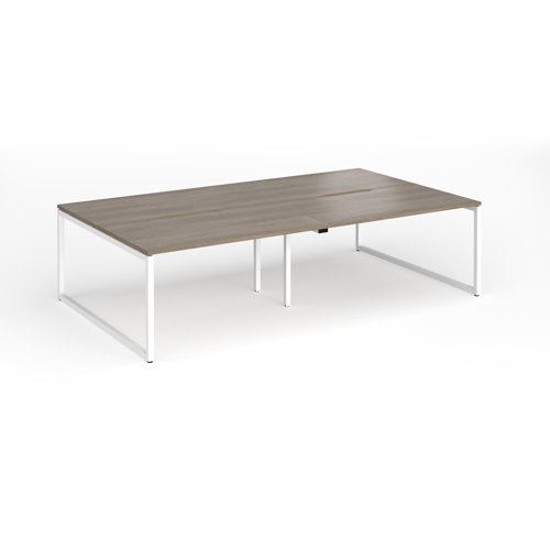 Connex Plus O Frame 2800 x 1600 x 725mm Back to Back Desk (4 x 1400mm) - White Frame / Nebraska Oak Top