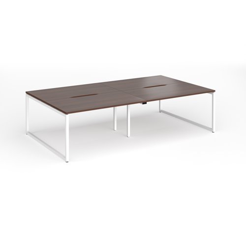 Connex Plus O Frame 2800 x 1600 x 725mm Back to Back Desk (4 x 1400mm) - White Frame / Walnut Top
