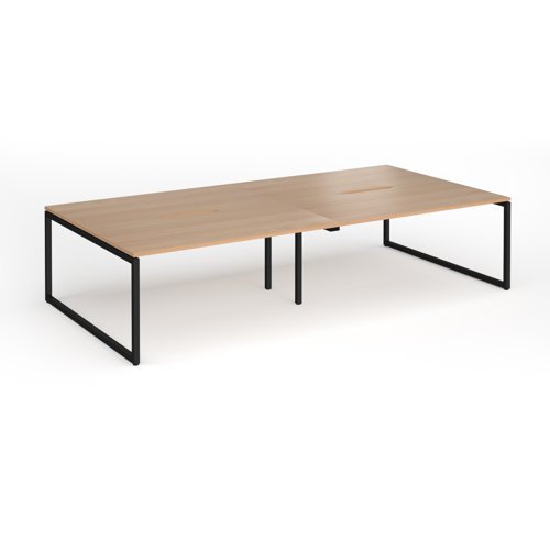 Connex Plus O Frame 3200 x 1600 x 725mm Back to Back Desk (4 x 1600mm) - Black Frame / Beech Top