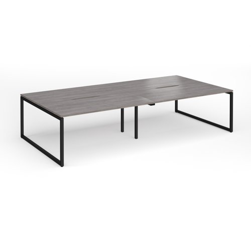 Connex Plus O Frame 3200 x 1600 x 725mm Back to Back Desk (4 x 1600mm) - Black Frame / Grey Oak Top