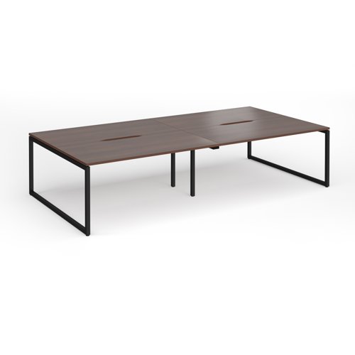 Connex Plus O Frame 3200 x 1600 x 725mm Back to Back Desk (4 x 1600mm) - Black Frame / Walnut Top
